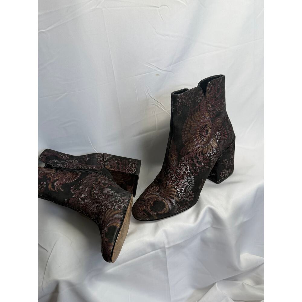 ALDO Metallic Brocade Chunky Ankle Booties Unique Paisley Purple 60s size 7 - Picture 9 of 10
